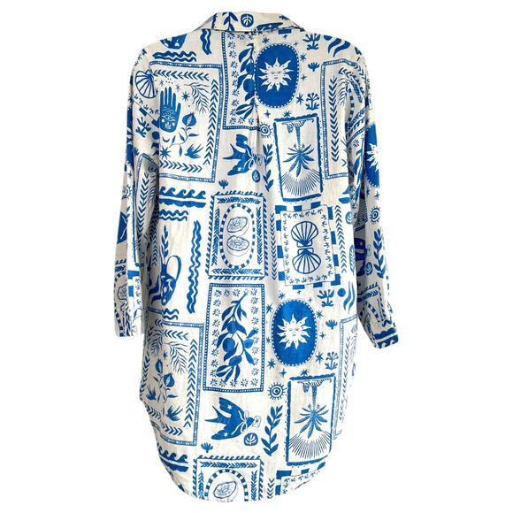 Calypso St Barth Folksy Oversized Top Size Medium Boho Artsy Celestial - Picture 2 of 6